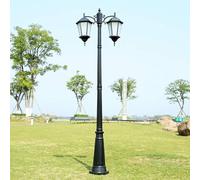 Lampadaire d'extérieur victorien en verre étanche antirouille pour jardin et rue Design traditionnel européen 320 cm de hauteur Finition noire