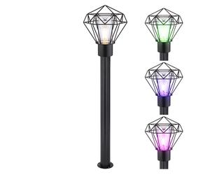 Lampadaire dimmable avec télécommande lampe de terrasse lumière extérieure lampe de chemin LED industrielle lampe de pied en acier inoxydable noir, changement de couleur RVB, 8,5W 806lm blanc chaud, L