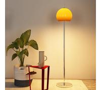 Lampadaire du milieu du siècle Lampe sur pied haute en forme de champignon avec abat-jour en verre orange Ambiance de lumière chaude moderne Lampe de chevet Lampes de sol chromées créatives pour