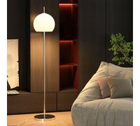 Lampadaire du milieu du siècle Lampe sur pied haute en forme de champignon avec abat-jour en verre orange Ambiance de lumière chaude moderne Lampe de chevet Lampes de sol chromées créatives pour