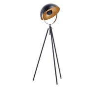 Lampadaire E27 Max 40W en Métal Noir sur Trépied Intérieur Abat-Jour Cuivré Tham
