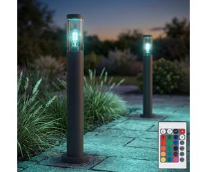 Lampadaire éclairage de chemin borne lumineuse extérieur lampes de jardin anthracite IP44 lampadaire patio, acier inoxydable fumé, 1x douille E27, DxH 12,7x110cm, lot de 2