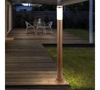 Lampadaire, lampe d'extérieur, lampe de jardin, lampadaire, lampe de chemin, terrasse IP44, acier inoxydable aspect bois, 1x douille E27, DxH 12,7x110 cm