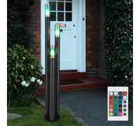 Lampes de chemin d'accès extérieur lampe d'extérieur en acier inoxydable lampadaire lampe de jardin noir, cuivre fumé, télécommande dimmable, 3x LED RGB 8,5W 806Lm, DxH 28 x 170 cm