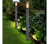 Lampadaire Éclairage D'Extérieur Détecteur de Mouvement Anthracit Fumée Inox 2x