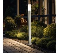 Lampadaire Éclairage D'Extérieur Luminaires de Jardin Inox 2x Prise Colonne LED