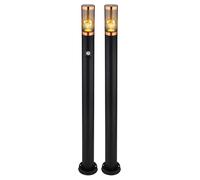 Lampadaire éclairage extérieur Lampadaire fumée cuivre extérieur avec détecteur de mouvement jardin acier inoxydable, plastique, 1x E27, DxH 7,6x110 cm, lot de 2