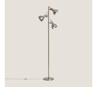 LEDKIA LIGHTING - Lampadaire Métal Emer 3 Spots | Compatible Ampoules E14 | Design Moderne et Minimaliste | Éclairage Personnalisable, Argenté, Métal