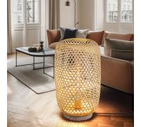 Lampadaire en bambou Rotin Lampadaire en bambou Lampe naturelle, Stylée, 1x 6 Watt 1x 810 Lumen blanc chaud, LxLxH 27,5x21,5x29 cm, Salon