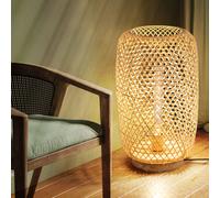 Lampadaire en bambou tressé naturel Lampe à poser Salon Chambre à coucher Eclairage