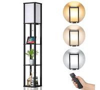 Lampadaire en Bois Dimmable avec Télécommande, Lampe de Plancher Moderne 1.62M, Lampe Étagère avec E27 Ampoule, 2 Ports de Chargement USB, Lumière Décoration pour Chambre Salon Bureau Café Hôtel