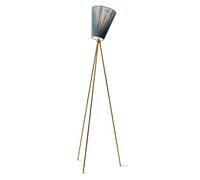 Lampadaire en Bois Oslo, Base Dorée et Abat-jour Vert