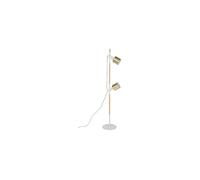 Lampadaire en frêne massif, métal blanc et laiton, E27, droit, 2 spots orientables - Zuiver, Ivy - 28x28x145 cm