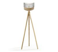 Lampadaire en manguier massif et rotin - Oviala