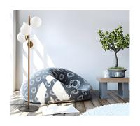 Lampadaire en métal et verre 4 globes - H. 130 cm - Doré et blanc - FAZE