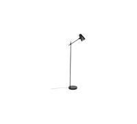 Lampadaire en métal noir, E27, abat-jour ajouré, bras ajustable, pied droit - White Label, Cage - 41x25x136 cm