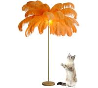 Lampadaire en Plume D’Autruche, Simple Moderne Plume Lampes sur Pied, éclairage LED, Lampe Plume De Style Art Moderne, Lampadaire Trépied pour Chambres Salon Salle à Manger Bureau, Orange