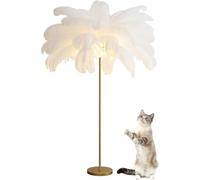 Lampadaire en Plume D’Autruche, Simple Moderne Plume Lampes sur Pied, éclairage LED, Lampe Plume De Style Art Moderne, Lampadaire Trépied pour Chambres Salon Salle à Manger Bureau, White