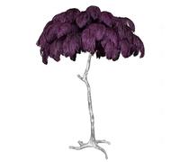 Lampadaire en plumes d'autruche naturelles, corps en résine argentée, lampe sur pied, 3 couleurs, intensité variable, lampe romantique pour chambre de fille, lampes en plumes avec interrupteur à pied,