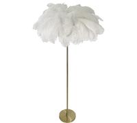 Lampadaire en plumes d'autruche naturelles, lampe sur pied avec interrupteur à pied, intensité variable, contient des sources lumineuses, lampe en plumes d'autruche, lampe sur pied en plumes de palmie