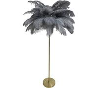Lampadaire en plumes d'autruche naturelles, lampe sur pied avec interrupteur à pied, intensité variable, contient des sources lumineuses, lampe en plumes d'autruche, lampe sur pied en plumes de palmie