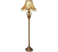 Lampadaire en Résine LED Vintage, Lampe sur Pied Marron Antique avec Abat-Jour en Tissu, 3 Températures De Couleur, Interrupteur Au Pied, 12w, Lampadaire Classique E27 pour Salon, Chambre à