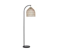 Beliani Lampadaire Boho en Rotin Abat-jour Ouvert Bras Métallique 165 cm Naturel Bernica