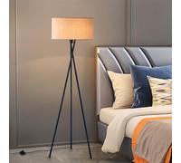 Lampadaire en tissu de lin avec trépied en fer galvanisé - Éclairage simple et moderne pour salle de calligraphie de piano et espaces de vie - Abat-jour vertical élégant
