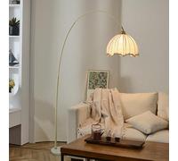 Lampadaire en Tissu Style Milieu du siècle, 180 cm, Arc en Fer, réglable, E26, intensité Variable, avec Interrupteur à Pied, en Lin, idéal pour Un Bureau, Un Salon, Une Chambre ou Une Salle à Manger.