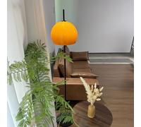 Lampadaire en verre orange style Bauhaus en forme de dôme, lampe sur pied champignon moderne du milieu du siècle, lampe haute Art déco, lampadaire nordique pour salon, chambre à coucher - Base noire
