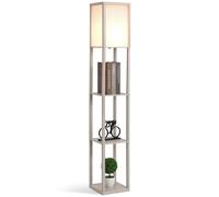 Lampadaire étagère - HOMCOM - lampe 3 étagères 4 niveaux rangement salon bureau décoration - MDF - 26x26x160cm - chêne