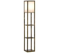 Lampadaire Étagère Lampe Étagère 26l X 26l X 160h Cm 3 Étagères 4 Niveaux Mdf Aspect Bois Vieilli
