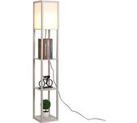 HOMCOM Lampadaire étagère Lampe étagère 26L x 26l x 160H cm 3 étagères 4 Niveaux MDF Gris Clair
