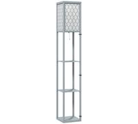 Lampadaire Étagère Lampe Étagère 26l X 26l X 160h Cm 3 Étagères 4 Niveaux Mdf Gris Motif Nid D'abeille