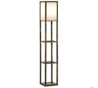 HomCom Lampadaire étagère 26 x 26 x 160 cm 3 étagères 4 niveaux MDF Marron