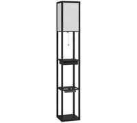 Lampadaire Étagères 3 Niveaux H.159 Cm Petit Tiroir Port Usb C Blanc Noir