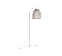 Lampadaire ethnique en fer et rotin - H.177 cm - naturel et blanc - PARNAIBA