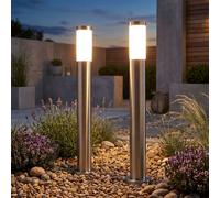 Lampadaire Extérieur Borne Lumineuse Cour Lampe de Jardin Inox LED 2er Set