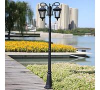 Lampadaire Extérieur Étanche En Alumià 2 Têtes, Style Vintage Continental, Lanterne En Verre Victoria, Pour Cour, Jardin, Villa, Route, Culot E27, Décoration Sur Pied./220 Cm