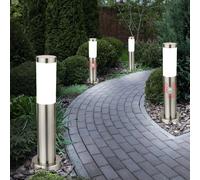 Lampadaires extérieurs Colonnes avec détecteur de mouvement Acier inoxydable Lampadaire, 1x E27 LED 1055 lumens blanc chaud, set de 4