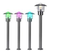 Lampadaire extérieur Lampadaire de jardin Lanterne de chemin Lampadaire, télécommande à intensité variable, acier inoxydable, RGB LED 8,5W 806Lm, LxlxH 22x22x80 cm