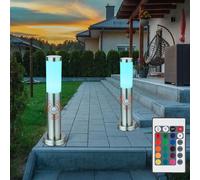 Lampe d'allée LED Lampe d'extérieur avec détecteur de mouvement Lampadaire à intensité variable avec télécommande Lampe de jardin, changement de couleur RGB, 8,5W 806lm blanc chaud, DxH 12,7x45 cm, 2e