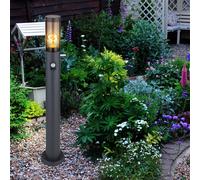 Lampadaire chemin lumineux détecteur de mouvement lampadaire extérieur lampes de jardin anthracite IP44, lampadaire patio balcon, acier inoxydable couleur fumée, 1x douille E27, DxH 7,6x80cm