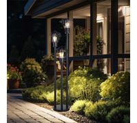 Lampadaire Extérieur Lampe de Jardin 3 à Feux Cage Inox E27 Hauteur 170 CM