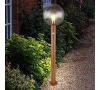 Lampadaire Extérieur Lampe de Jardin Aspect Bois 1 à Feux Détecteur LED