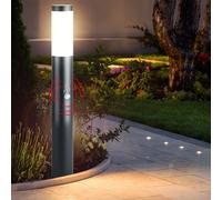 Lampadaire Extérieur Lampe de Jardin Détecteur Mouvement Gris LED Hauteur 80 CM