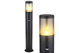 Lampadaire extérieur Lampe de jardin Lampe d'allée avec détecteur de mouvement Lampadaire de jardin Détecteur de mouvement, acier inoxydable noir fumé, 1x E27 filament LED, DxH 14x80 cm
