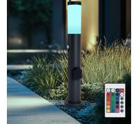 Lampadaire de jardin dimmable avec télécommande éclairage de chemin extérieur avec détecteur de mouvement 2x douille douille, RGB LED 8,5W 806lm blanc chaud, IP44, H 60cm