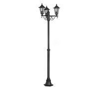 Eglo Lampadaire parisien Laterna 4 à 3 têtes, luminaire extérieur sur pied, lanterne, lampe de jardin et de chemin en fonte d’aluminium noir et verre, douille E27, IP44