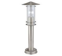 Eglo Borne lumineuse extérieure Lisio – acier inox, verre transparent, douille E27, IP44